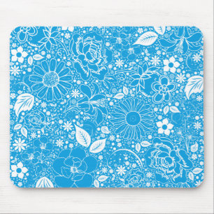 Botanical Beauties Light Blue Mouse Pad