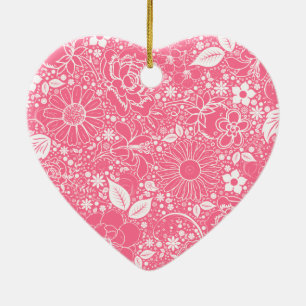 Botanical Beauties LT Pink HEART SHAPED ORNAMENT