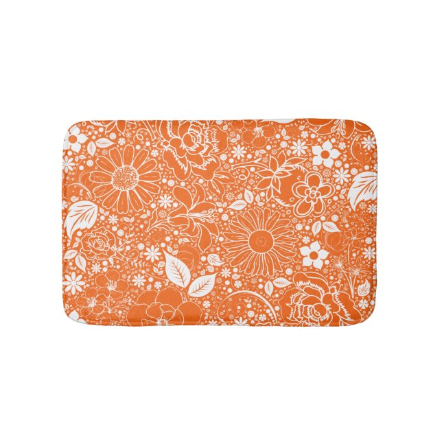 Botanical Beauties, Orange-Small Bath Mat (Front)