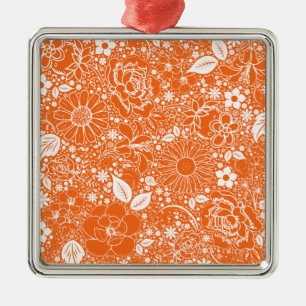 Botanical Beauties Orange Sq Premium Ornament
