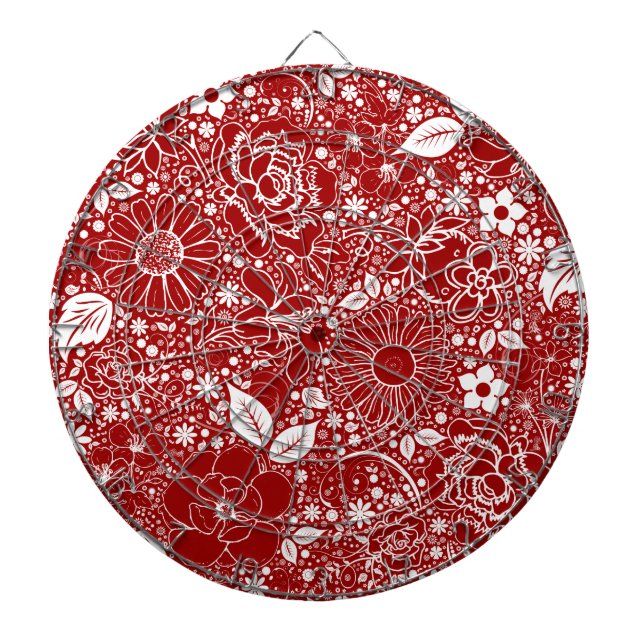 Botanical Beauties Red Dart Board (Front)