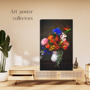 Botanical Beautiful Flowers In A Vase Antique Art  Canvas Print