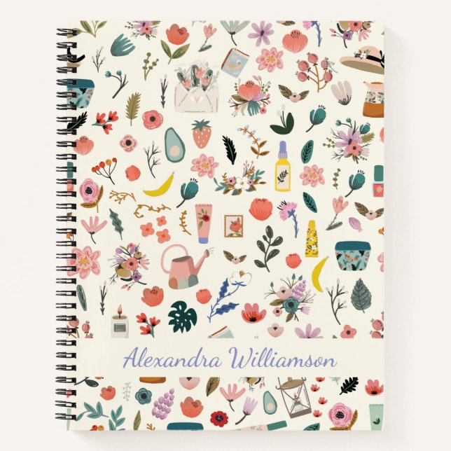 Botanical Beauty Nature Pattern Personalized  Notebook (Front)