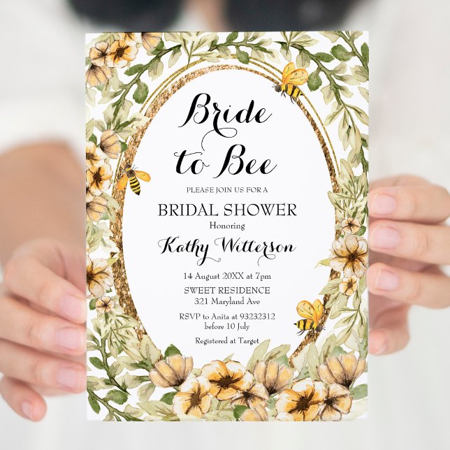 Botanical Bee Bridal Shower Bride to Bee  Invitation (Creator Uploaded)