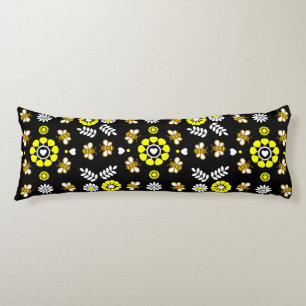 Botanical Bee Flower Pattern Body Pillow
