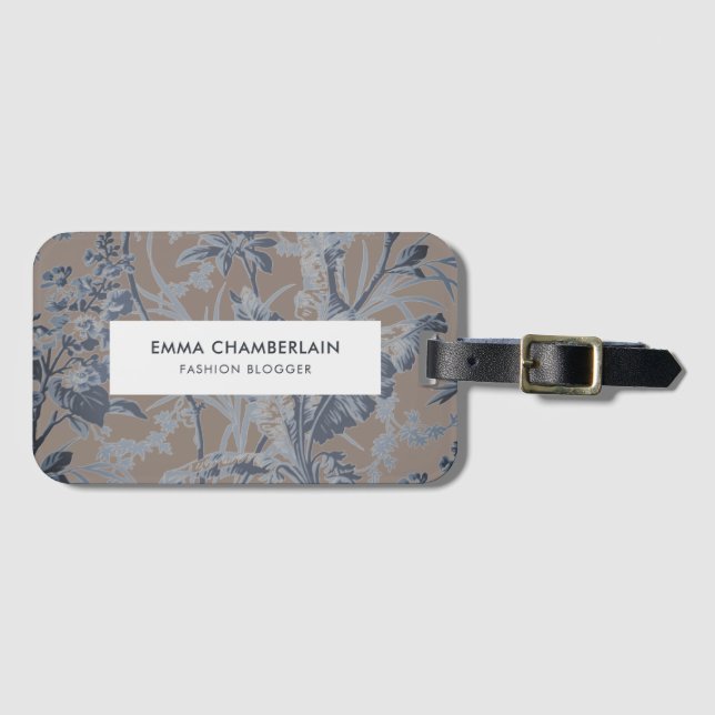 Botanical Beige Chinoiserie Custom Luggage Tag (Front Horizontal)