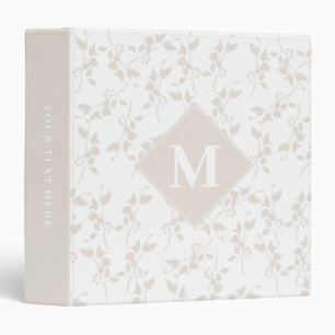 Botanical Beige Decorative Leaf Monogrammed Album Binder