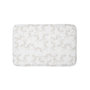 Botanical Beige Decorative Leaf Pattern  Bath Mat