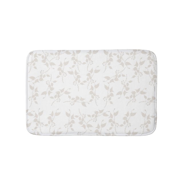 Botanical Beige Decorative Leaf Pattern  Bath Mat (Front)