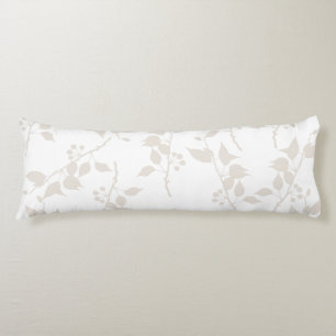Botanical Beige Decorative Leaf Pattern Body Pillow