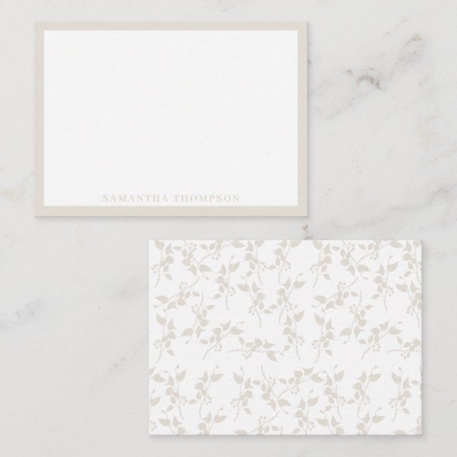 Botanical Beige Decorative Leaf Pattern  Card (Front/Back)