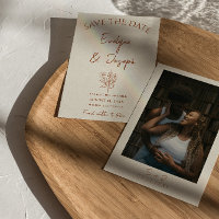Botanical Beige Floral Terracotta Photo Wedding 