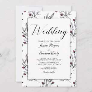 Botanical Berries and Lace Wedding Invitation