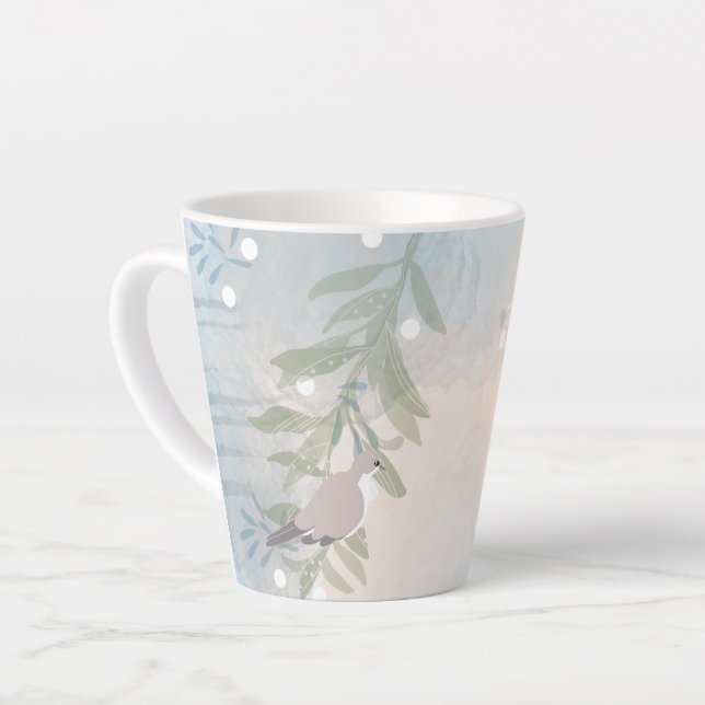 Botanical Bird Floral Nature Latte Mug (Left Angle)