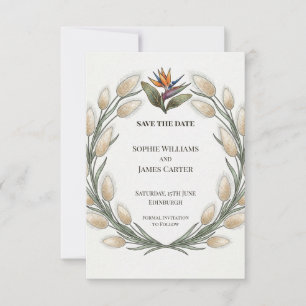 Botanical Bird of Paradise & Bunny Tail Save The Date