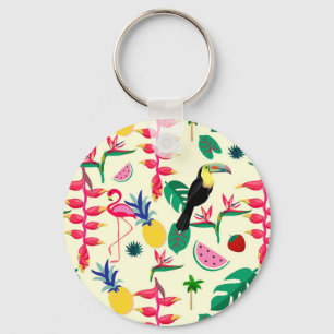 Botanical Birds and Fruit Keychain