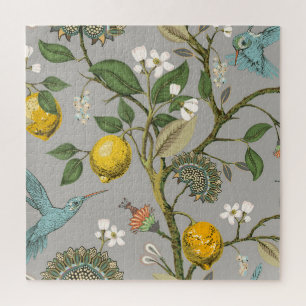 Botanical Birds Flowers: Drawn Vintage Wallpaper Jigsaw Puzzle