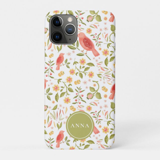 Botanical Birds Pattern – Elegant Nature Design Case-Mate iPhone Case (Back)