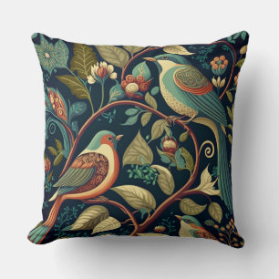 Botanical Birds Throw Pillow