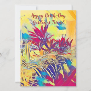 Botanical  Birth-Day Gardener Friend Watercolor  Holiday Card