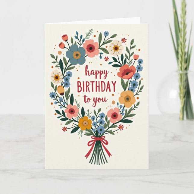 Botanical Birthday Illustration Card (Front)