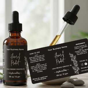 Botanical Black Essential Oil Bottle Label