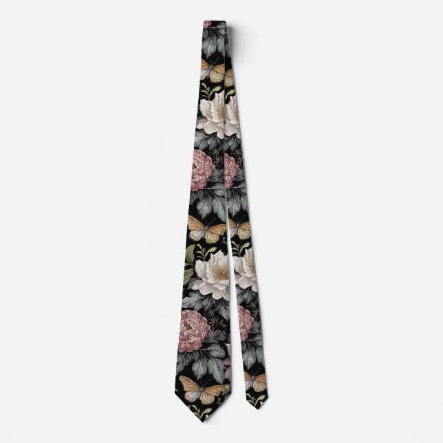 Botanical Black Floral Tie (Front)
