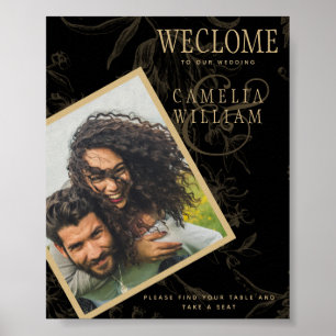 BOTANICAL BLACK GOLD PHOTO Wedding WELCOME SIGN