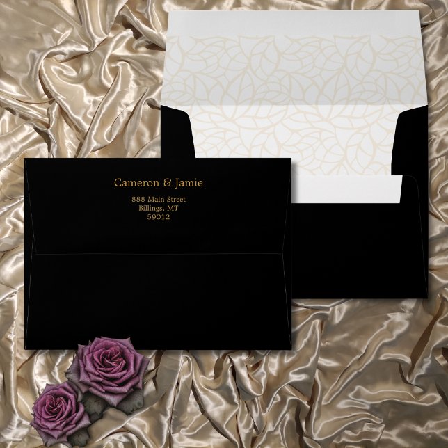 Botanical Black Leaf Pattern Wedding Invitation Envelope (Botanical Black Leaf Pattern Wedding Invitation Envelope)