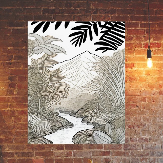 Botanical Black Rainforest Line Drawing  Poster (Creator Uploaded)