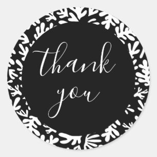 Botanical Black Small Business Customer Thank You Classic Round Sticker