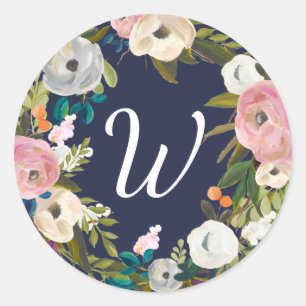 Botanical Bliss Custom Colour Monogram Stickers