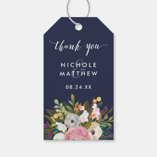 Botanical Bliss Custom Colour Wedding Gift Tags (Front)