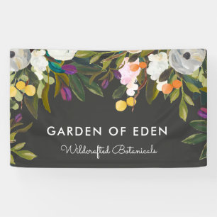 Botanical Bliss Elegant Floral Banner Black