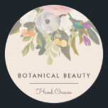 Botanical Bliss Elegant Floral | Cream Muted Classic Round Sticker<br><div class="desc">These stylish stickers,  featuring a muted hand painted floral design,  are perfect for use in a variety of ways - favour stickers,  wedding,  bridal,  baby shower,  envelope seals,  product labels,  and more! 

We have used artwork from: www.createthecut.com</div>