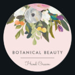 Botanical Bliss Elegant Modern Floral | Blush Classic Round Sticker<br><div class="desc">These stylish stickers,  featuring a hand painted floral design,  are perfect for use in a variety of ways - favour stickers,  wedding,  bridal,  baby shower,  envelope seals,  product labels,  and more! 

We have used artwork from: www.createthecut.com</div>
