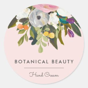 Botanical Bliss Elegant Modern Floral   Blush Classic Round Sticker