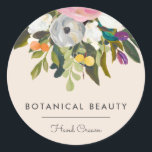 Botanical Bliss Elegant Modern Floral | Cream Classic Round Sticker<br><div class="desc">These stylish stickers,  featuring a hand painted floral design,  are perfect for use in a variety of ways - favour stickers,  wedding,  bridal,  baby shower,  envelope seals,  product labels,  and more! 

We have used artwork from: www.createthecut.com</div>