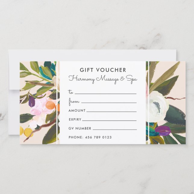 Botanical Bliss Floral Gift Voucher Card | Cream (Front)