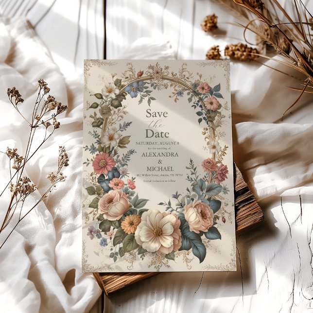 Botanical Bliss Wildflowers Art Nouveau Wedding Save The Date (Creator Uploaded)