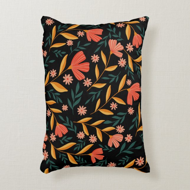 Botanical Bloom Black Pillow Cover (Front(Vertical))