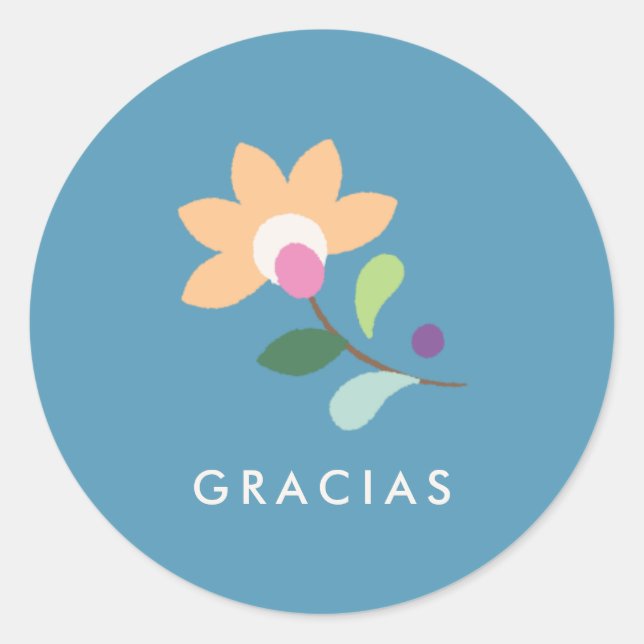 Botanical Bloom Cinco de Mayo Sticker - Cerulean (Front)
