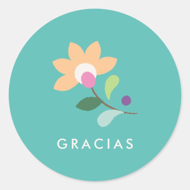 Botanical Bloom Cinco de Mayo Sticker - Turquoise (Front)
