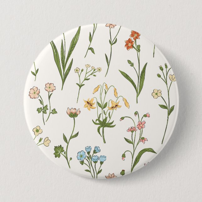 Botanical Bloom - Elegant Floral 3 Inch Round Button (Front)
