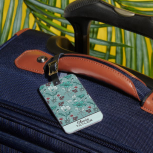 Botanical bloom floral pattern personalized name luggage tag