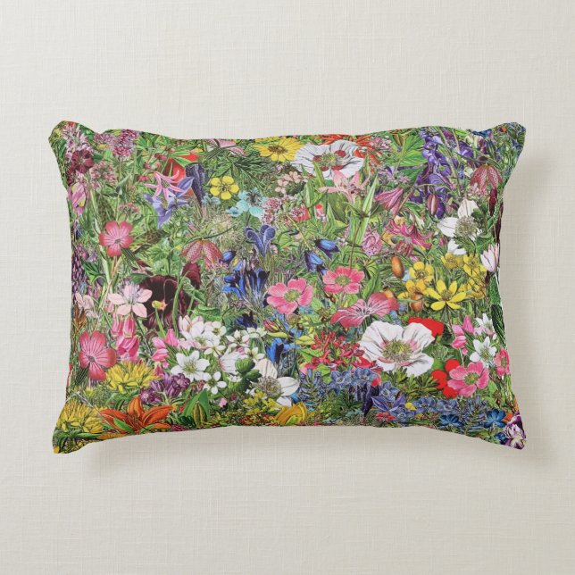 Botanical Bloom Nature Wildflower Accent Pillow (Front)