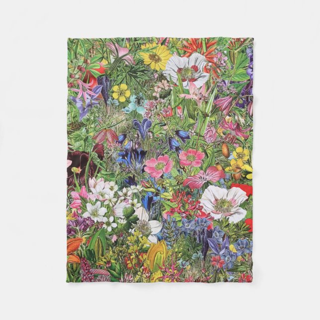 Botanical Bloom Nature Wildflower Fleece Blanket (Front)