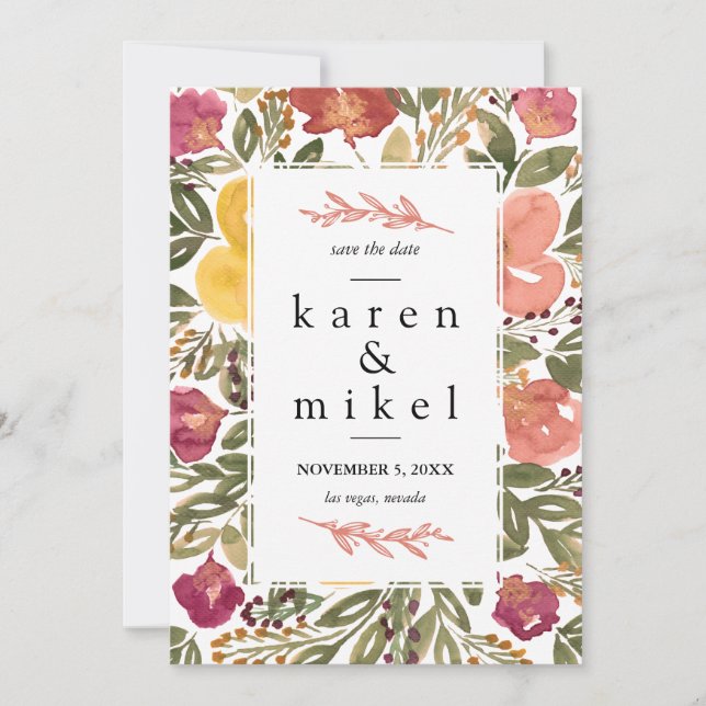 Botanical Bloom Painting Save the Date Invitation (Front)
