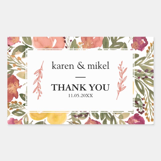 Botanical Bloom Painting Wedding Sticker (Front)