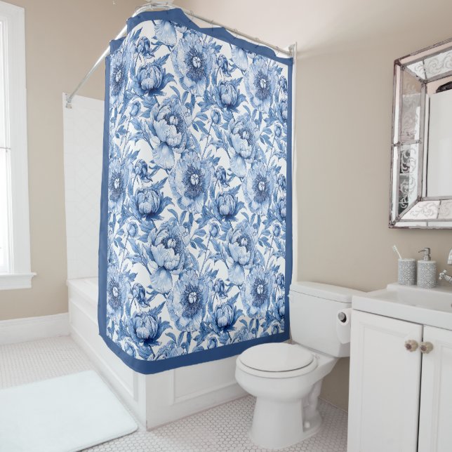 Botanical Blue and White Flowers Floral Pattern (In Situ)